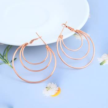 Brass rose gold bali hoop earrings women 1