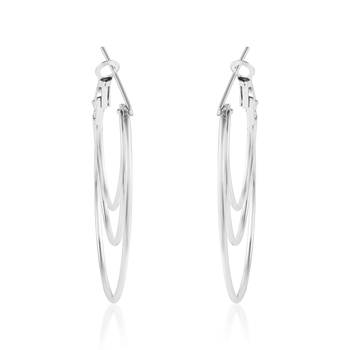 Brass silver plated bali hoop earrings women 2