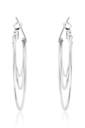 Brass silver plated bali hoop earrings women