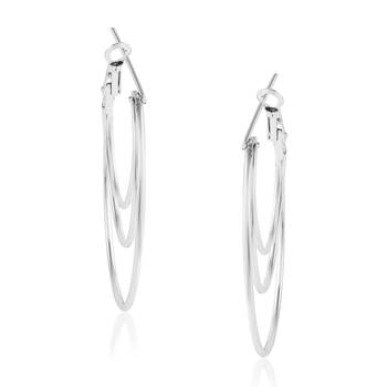 Brass silver plated bali hoop earrings women 3
