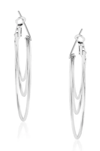 Brass silver plated bali hoop earrings women