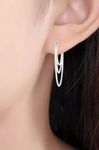 Brass silver plated bali hoop earrings women