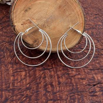 Brass silver plated bali hoop earrings women 1