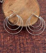 Brass silver plated bali hoop earrings women