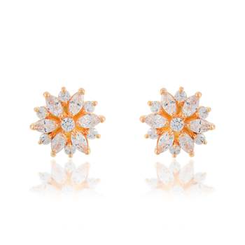 Brass gold imitation diamond women stud earrings 2