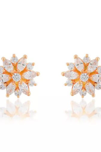 Brass gold imitation diamond women stud earrings