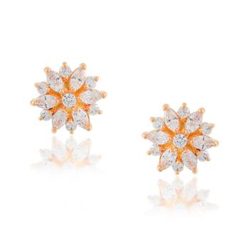 Brass gold imitation diamond women stud earrings 3