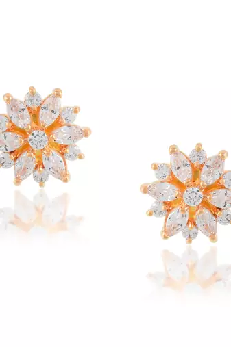 Brass gold imitation diamond women stud earrings