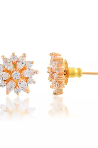 Brass gold imitation diamond women stud earrings