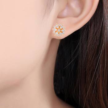 Brass gold imitation diamond women stud earrings 5