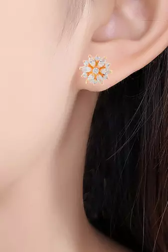 Brass gold imitation diamond women stud earrings