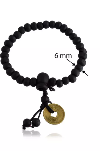 Wooden vastu fengshui lucky coin free size elastic bracelet good luck men women