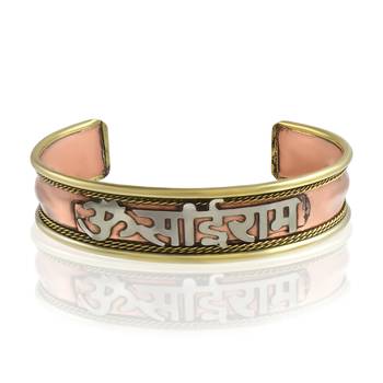 Pure copper free size om sai ram saibaba kada cuff bracelet 3