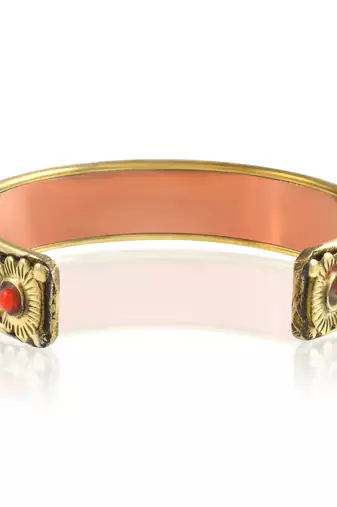 Pure copper free size om sai ram saibaba kada cuff bracelet