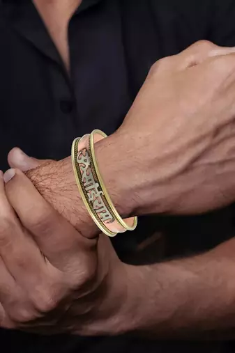 Pure copper free size om sai ram saibaba kada cuff bracelet