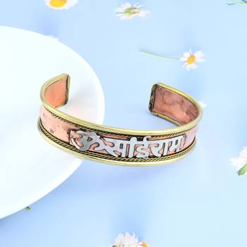 Pure copper free size om sai ram saibaba kada cuff bracelet 1
