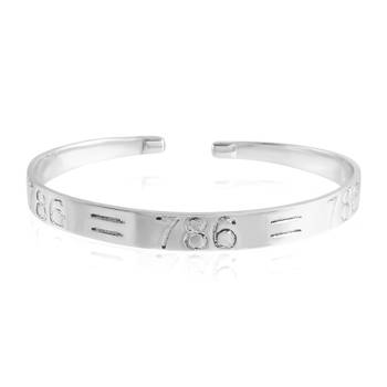 Brass silver alloy 786 muslim islam spiritual free size kada cuff bracelet 3