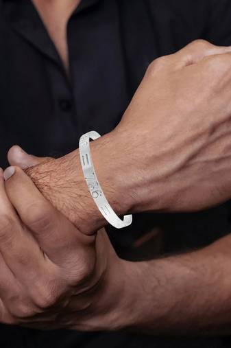 Brass silver alloy 786 muslim islam spiritual free size kada cuff bracelet