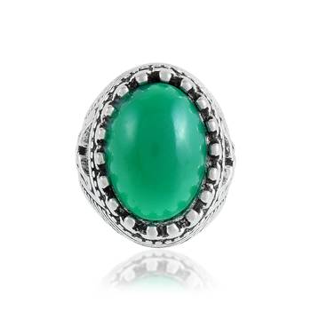 Brass silver green jade finger ring for good luck 3