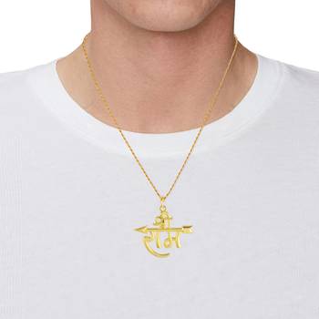 Brass goldplated shri ram chain pendant hindu temple jewellery necklace 4