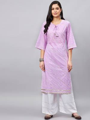 Winered women purple leheriya print with gota hanging straight kurta 1