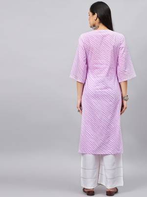 Winered women purple leheriya print with gota hanging straight kurta 5