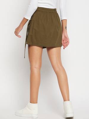 Winered women olive mini wrap skirt with adjuster 5