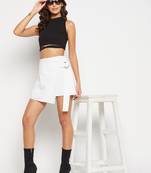 Winered women white mini wrap skirt with adjuster