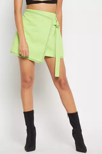 Winered women neon mini wrap skirt with adjuster