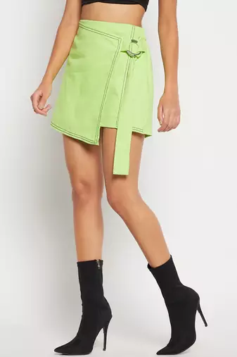 Winered women neon mini wrap skirt with adjuster