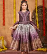 Aarika girls ethnic wear purple colour embellished silk lehenga choli set