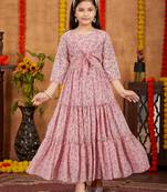 Aarika girls party wear pink colour floral print georgette dress