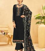 Organza black embroidered designer salwar suit