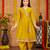 Aarika girls ethnic wear yellow colour solid with gota lace work silk kurti patiala set