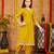 Aarika girls ethnic wear yellow colour solid with gota lace work silk kurti patiala set