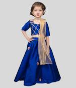 Blue taffeta embroidery gota lehenga blouse set