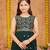 Aarika girls ethnic wear dark green colour zari thread embroidery georgette kurti sharara set