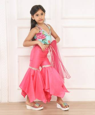Pink printed sharara set 2
