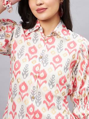 Winered woman white and pink front opening collared co-ord set 6