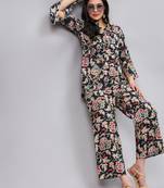 Winered woman black botanical print longline co-ord set