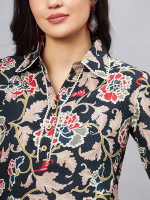 Winered woman black botanical print longline co-ord set 6