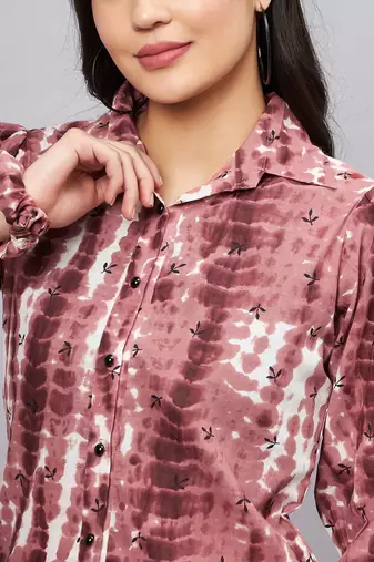 Winered woman rust and white tie & dye co-ord set with scrunchy
