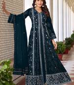 Navyblue georgette heavy thread, zari & sequance embroidered work salwar kameez