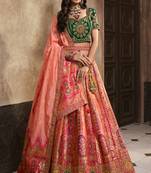 Multicolor Silk Jaquard Woven with Heavy Thread Embroidery, Zari, Sequins With Diamond Work Lehenga Choli