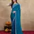 Trendmalls Blue Silk Blend Embroidered Border saree With Unstitched Designer Blouse