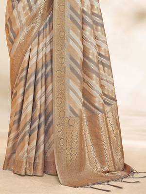 Sangam Prints Grey Cotton Thread Work Traditional Tassels Saree 3