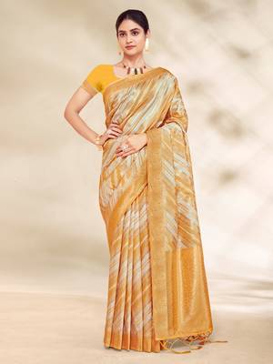 Sangam Prints Mustard Cotton Thread Work Traditional Tassels Saree 1