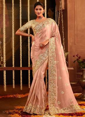  Jacquard Silk Embroidery Work Saree With Unstitched Blouse Piece 1