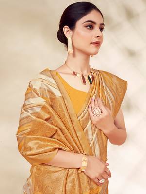 Sangam Prints Mustard Cotton Thread Work Traditional Tassels Saree 2