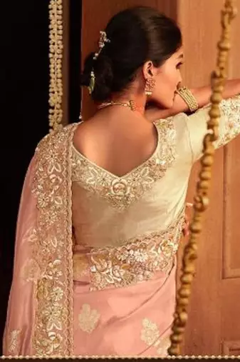 Trendmalls  Jacquard Silk Embroidery Work Saree With Unstitched Blouse Piece